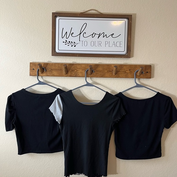 3 Pack Girl Black and Gray Crop Button Down Shirt - Picture 2 of 5